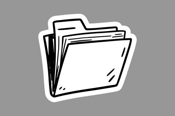 Cartoon File Folder Clipart Line Art