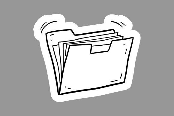 Cartoon File Tab Folder Clipart Line Art