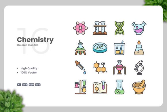Chemistry Colored Icons: Graphics and Icons for Modern Design