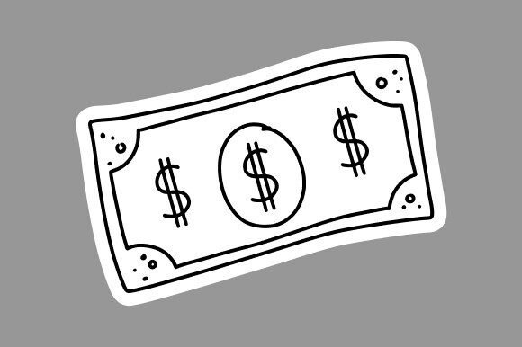 Dollar Bills Clipart Line Art Graphics