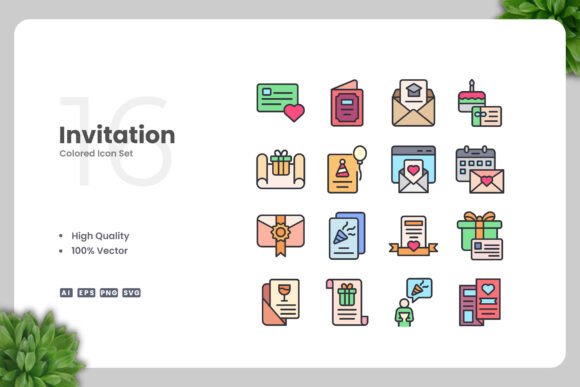 Invitation Colored Icons Graphics