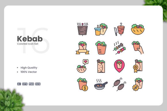 Kebab Colored Icons for Graphics and Branding