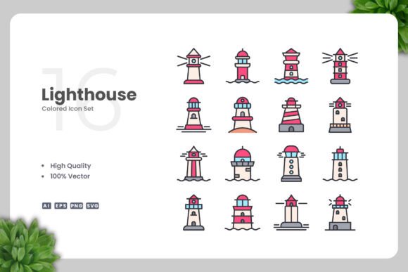 Lighthouse Colored Icon: Graphics and Icons for Modern Design