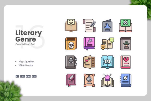 Literary Genre Colored Icon Graphics