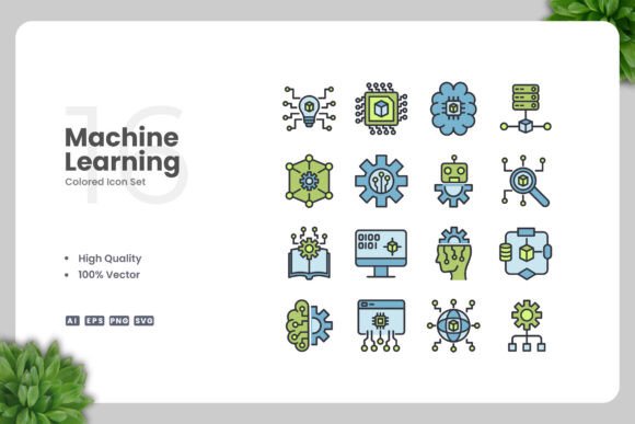 Machine Learning Colored Icon: Graphics and Icons for Modern Design