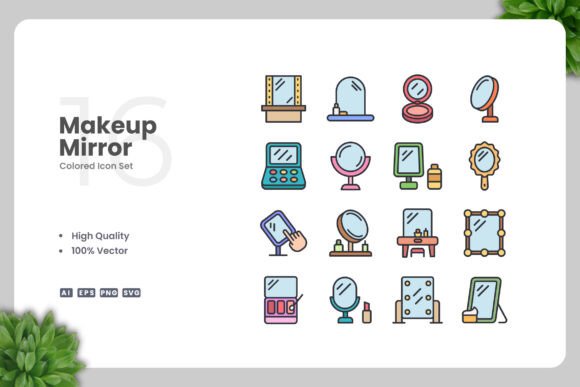 Makeup Mirror Colored Icons Graphics