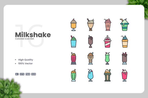 Milkshake Colored Icons for Graphics and Icons