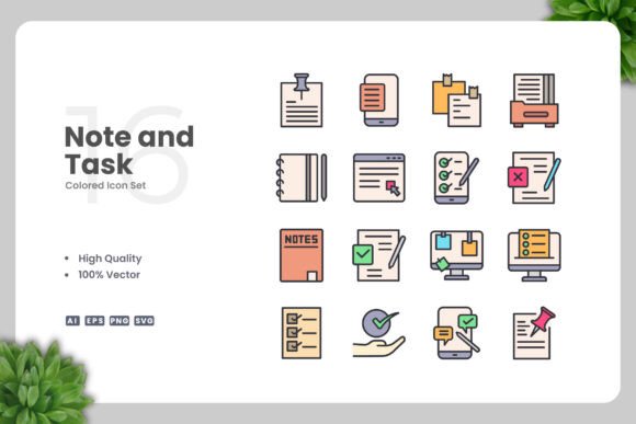 Notes and Tasks Colored Icons: Graphics and Icons for Real Projects