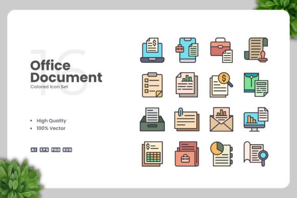 Office Document Colored Icons: Graphics and Icons for Real Projects