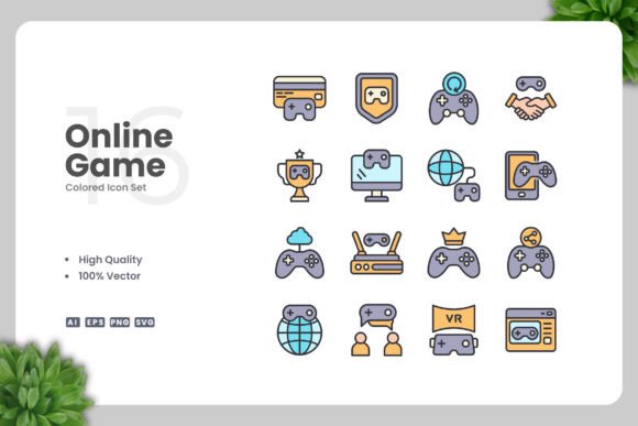 Online Game Colored Icons