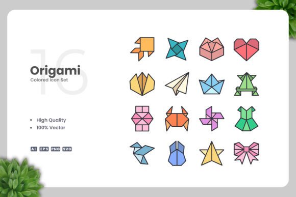 Origami Colored Icons: Graphics and Icons for Modern Design