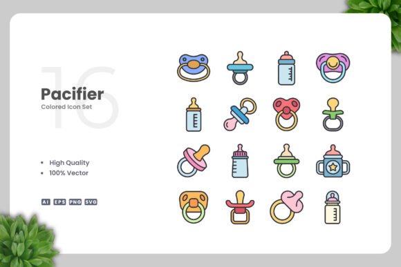 Pacifier Colored Icons for Crafters