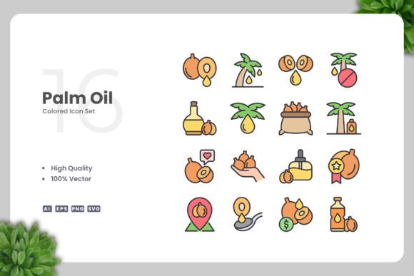 Palm Oil Colored Icons for Crafters