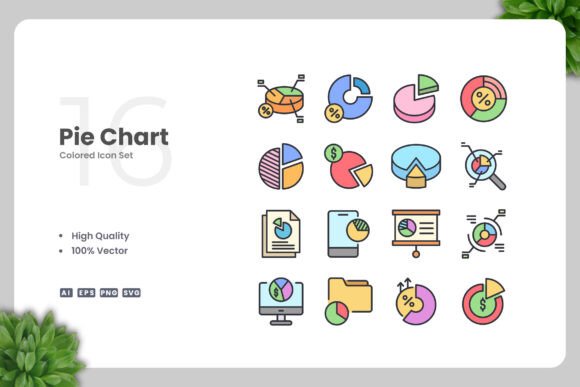 Pie Chart Colored Icons for Graphics and Icons