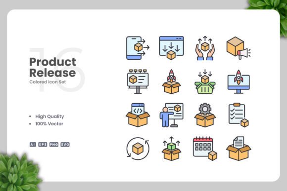 Product Release Colored Icons for Graphics and Icons