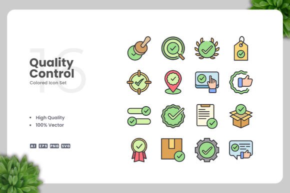 Quality Control Colored Icons for Graphics and Icons