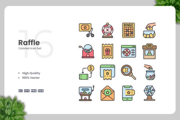 Raffle Colored Icons: Graphics and Icons for Modern Design