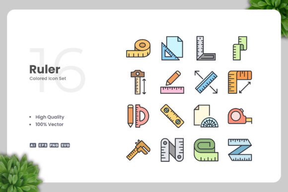 Ruler Colored Icons for Creative Crafts