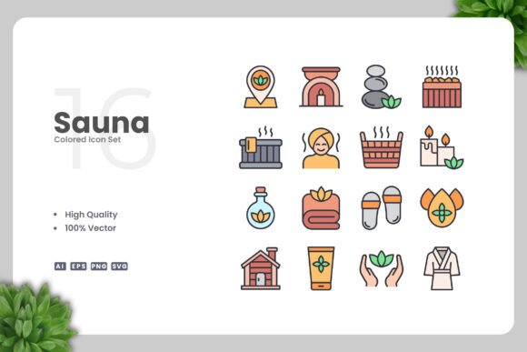 Sauna Colored Icons for Graphics and Icons