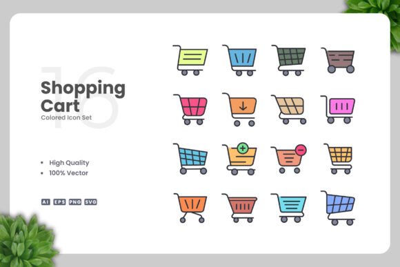 Shopping Cart Colored Icons for Crafters