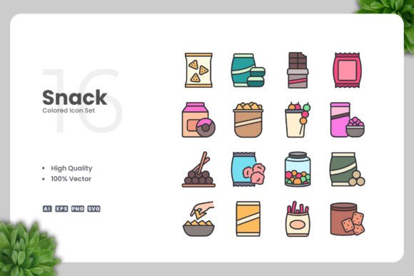 Snack Colored Icons: Graphics and Icons for Modern Design