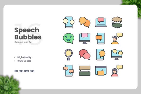 Speech Bubbles Colored Icons: Graphics and Icons for Modern Design