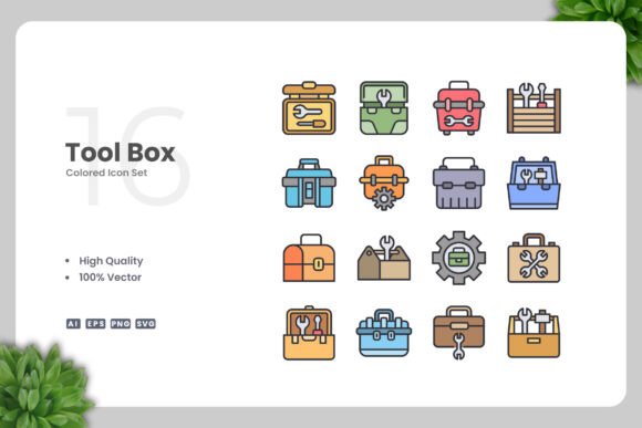 Tool Box Colored Icons for Graphics and Icons