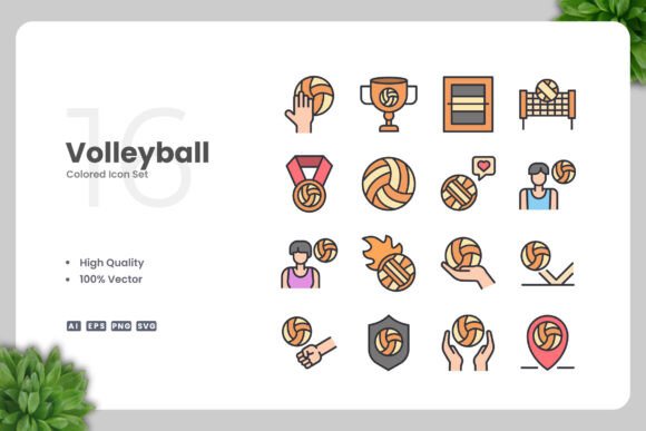 Volleyball Colored Icons
