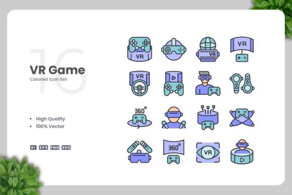 VR Game Colored Icons Graphics