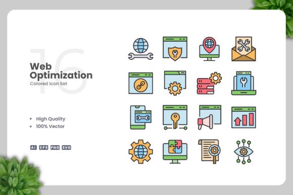 Web Optimization Colored Icons