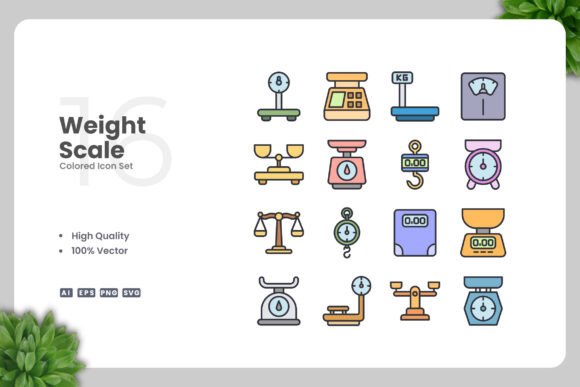 Weight Scale Colored Icons for Graphics and Icons