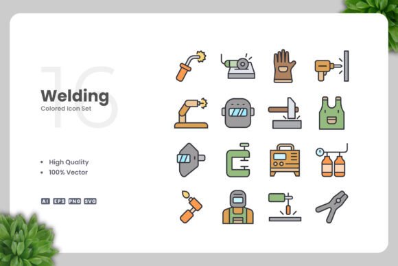 Welding Colored Icons: Graphic Design Asset for Modern Publishing