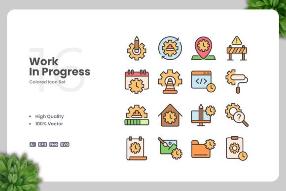 Work in Progress Colored Icons Graphics