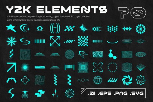 Y2K Streetwear Element Collection: Graphics and Illustrations for Modern Branding